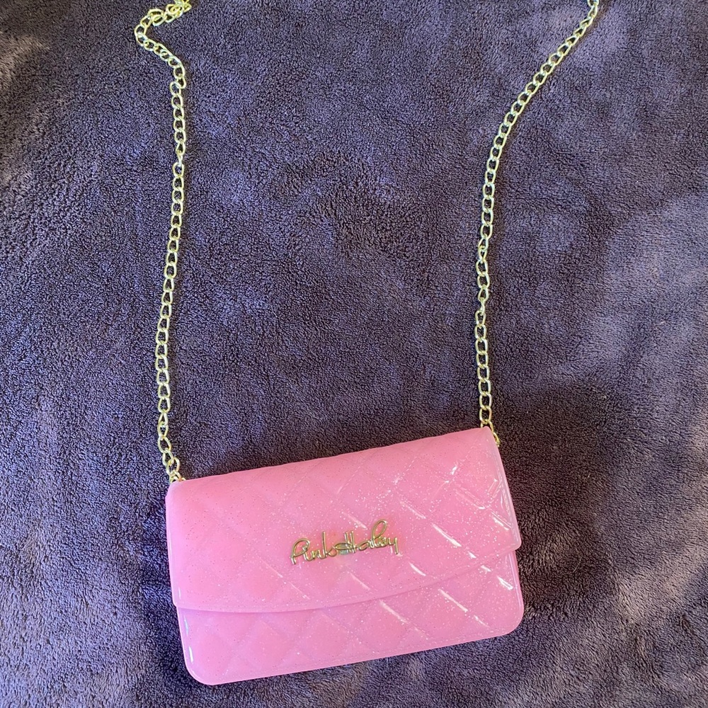Pink Haley Pink Glitter Jelly Crossbody Purse